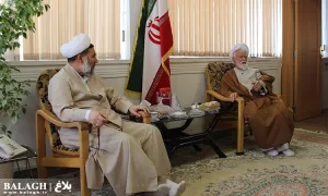 دیدار معاون فرهنگی و تبلیغی دفتر تبلیغات اسلامی با آیت الله نعیم آبادی رئیس بنیاد خمس